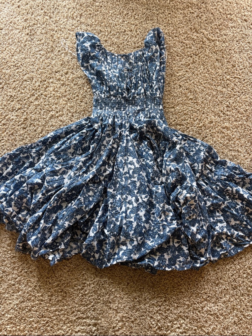 Chelsea & Theodore Blue Floral Smocked Sundress